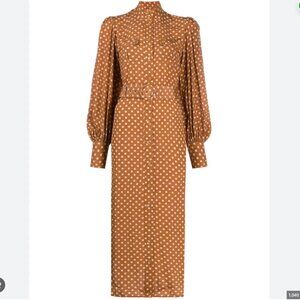 Zimmermann Brown Polka-Dot Silk Midi Dress – Size 1 (US 4)